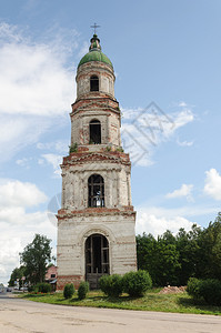 遗产俄语罗斯特维尔地区红山赋予生命三位一体大教堂的旧钟楼1870基督图片