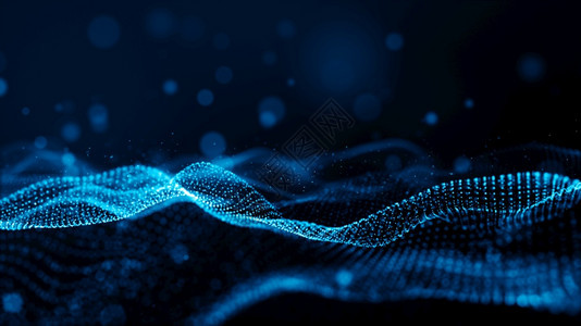 黑暗的光滑蓝色数字粒子波流网络空间抽象技术背景概念摘要技术背景概念活力图片