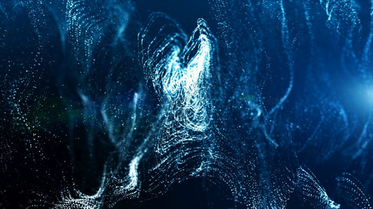 未来派网络空间有创造力的蓝色数字粒子波流技术背景概念基础图片