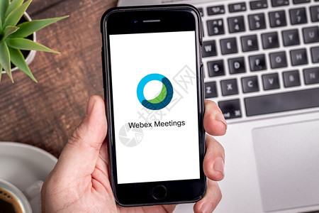 土耳其安塔利亚20年5月24日智能手机显示CiscoWebexMeetings应用程序徽标ciscowebexmeeting服务图片