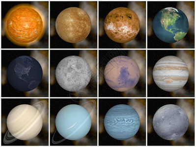 星的太阳系行星如水银月球等太阳系行星3D化成的三维星图象中一些元素汞图片