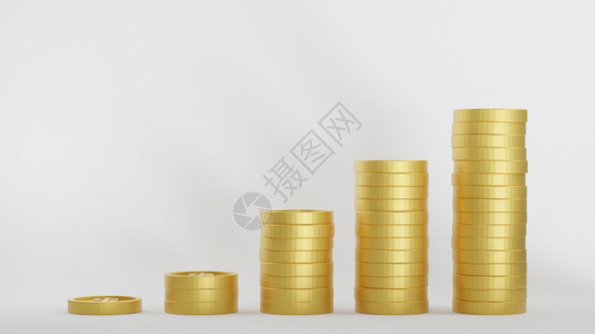 金融的货币价值白背景的金圆硬币堆叠以节省资金概念3d图片
