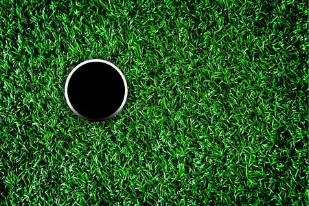 绿色带有人工草的高尔夫球道洞形黑色的图片