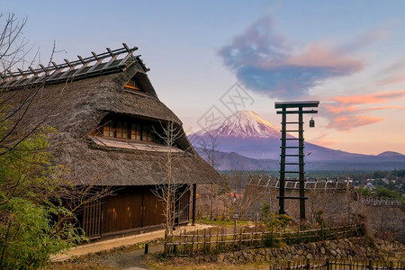 日式老房子和落时青藤山历史日本公吨图片