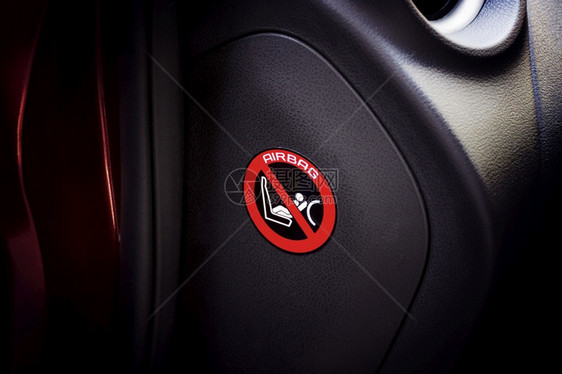 禁止婴儿紧急情况气袋警告报员在汽车客运室儿童座椅上签字贴标图片