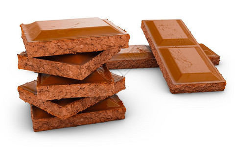 棕色的巧克力块片段3D表示卡路里美食图片
