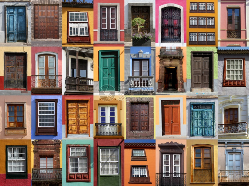各种样的石膏丰富多彩生活西班牙大门和窗台颜色图片