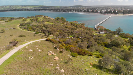 阳光衬套南澳大利亚航空观察处格拉内特岛和维克托港口图片