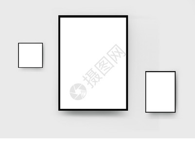 白色海报房墙上的黑木框自然实际的头图片