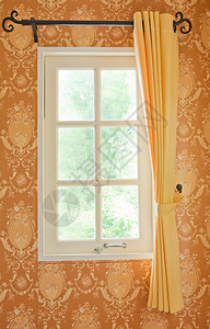 墙布料现代的白色窗口边上美丽的帘幕背景图片