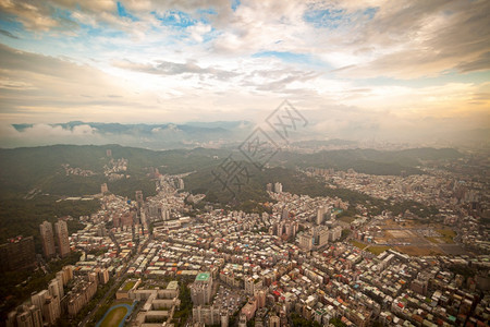 台北湾市的空中景象图片