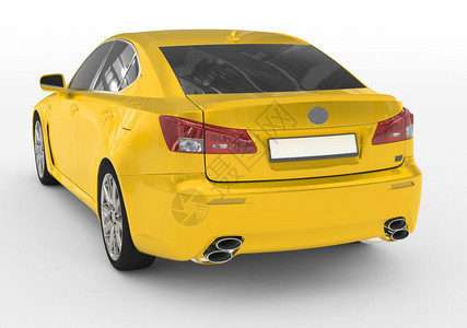 黄色的车轮黑暗白色黄涂料有玻璃后左侧视图3D图片