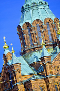 寺庙Uspenski东正教堂Helnsinki芬兰欧洲建造赫尔辛基图片