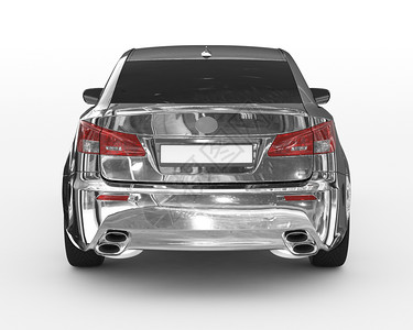 惠勒变暗汽车隔离在白色镀铬有色玻璃后视图汽车隔离在白色3D渲染反思图片