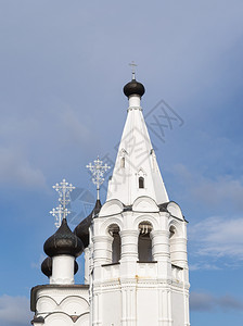 老的俄罗斯沃洛格达地区贝罗泽尔斯克1723年全救世主古老正统教堂白钟塔楼历史的图片