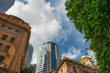 城市景观夏天澳大利亚悉尼市下城大楼的天向观测风景优美图片