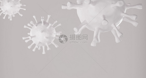 灰色背景的白冠状细胞3D白色的健康科学图片