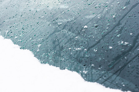 冷冻水若冰霜雪和玻璃上的雨滴作为背景图片