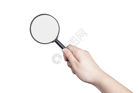 发现卢佩工具白色背面有放大镜的女用手图片