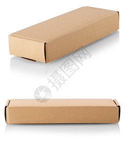 在白色背景上孤立的纸板盒打包机空白的邮政图片