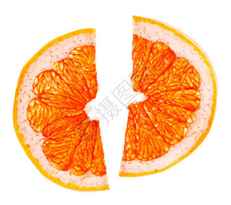 白色背景上分离的新鲜柑橘片酸切超过图片