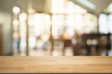 咖啡厅背景模糊的混合咖啡店空木制桌餐厅背景房间木板家图片