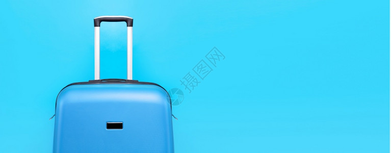 配件蓝色旅行李箱蓝色背景全模拟图像手提箱海报图片