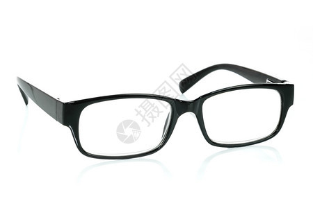 现代的塑料关闭时在白色背景上隔离的光学黑眼镜校图片