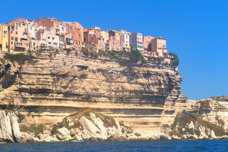 历史法国科西嘉海岸的博尼法西奥市蓝色的欧洲图片