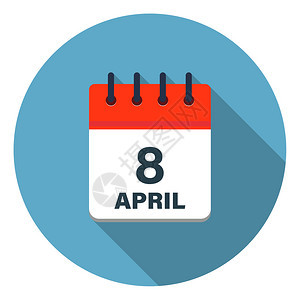 简单的目现代以蓝色背景显示四月天的日历叶图标图片