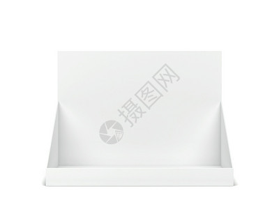 白色的产品背景上孤立的空白纸板显示模型3d插图店铺图片