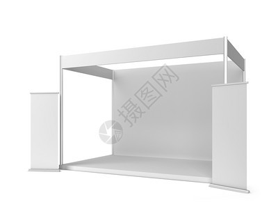 以白色背景孤立的3D插图标语进行交易展示的台零售空白市场图片