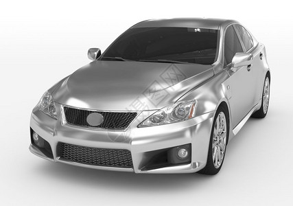 汽车白色银有玻璃前左侧视图3D渲染灰色的图片