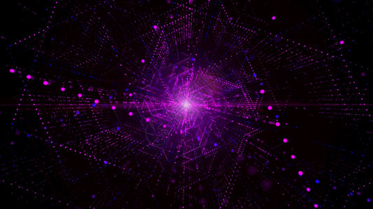 抽象的带有颗粒和照明的网络空间数字隧道技术网络连接抽象背景概念a具有微粒和照明的网络空间数字隧道运动代码图片