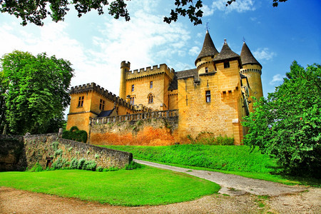 强化仙女佩里戈尔中世纪法国城堡多尔尼的Puymartin图片