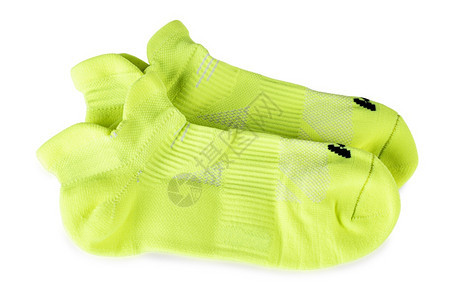 条纹的丰富多彩新绿色运动袜隔离在白色背景新的绿运动袜隔离在白色背景裙子图片