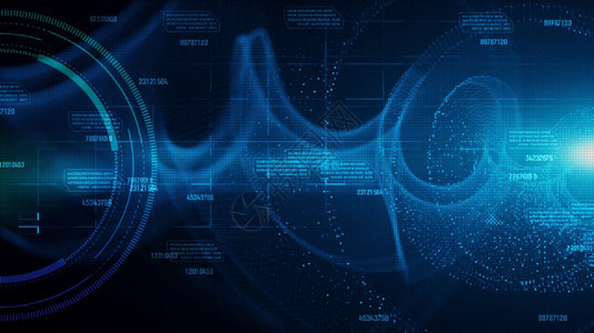 发光的质地粒子高科技HUD和蓝色数字微粒据未来背景概念的动态背景图片