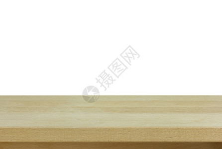 白色的木材上孤立的空木制表格棕色的图片