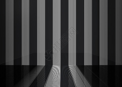 颜色灰的栅栏3d使现代白色和黑平行垂直条形墙壁的反格隆德地板图片