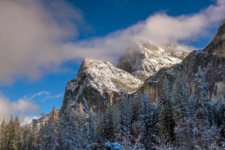 美国加利福尼亚州Yosemite公园冬季的美丽景象天荒野隧道图片