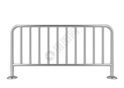 白色背景上孤立的金属屏障3d插图边界人群行进图片