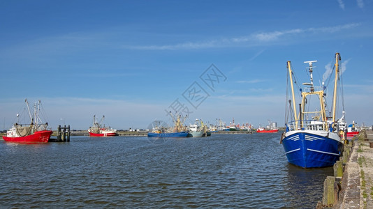 行业停泊无人机荷兰LawewersooogFriesland的渔港图片