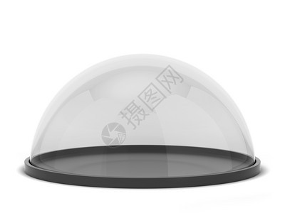 罐目的兜帽立方三维插图上的玻璃圆顶在白背景上被孤立图片