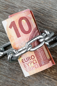 10欧元的帐单连锁概念资金捆绑起来财富账单通货膨胀图片