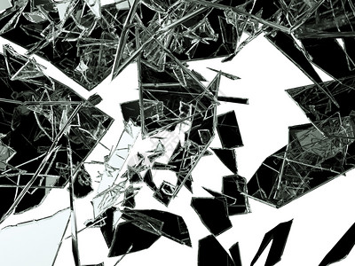 犯罪故意破坏抽象的玻璃碎片破或裂成黑色3D插图图片