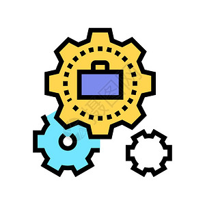 内衬伦理核机械齿轮颜色图标矢量机械齿轮标志孤立的符号插图机械齿轮颜色图标矢量图片