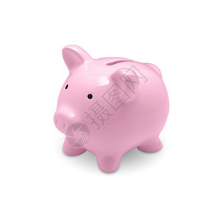 节省退休白背景孤立的粉红小猪银行金融图片