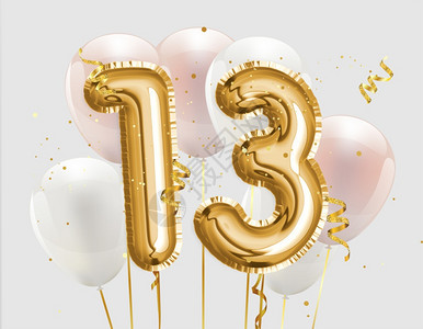 金子周年纪念日氦13周年纪念标志模板第13次庆祝配有D的彩形插图注unorg图片