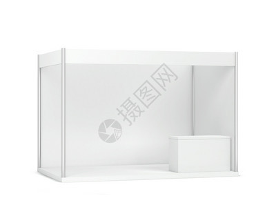 以白色背景孤立的反模型3d插图的贸易展间示台木板正面控制图片