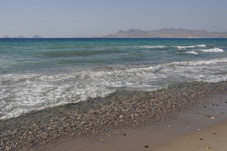 田园诗般的位于希腊土耳其高斯的美丽海滩背景地中华丽的图片